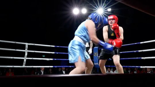 Junior Soldier Niav Fellows and Junior Soldier Sky Stone boxing at AFC Harrogate