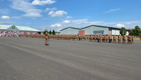 Junior Soldiers during their graduation parade from Army Foundation College Harrogate in the first parade to allow the attendance of family and friends since 2019