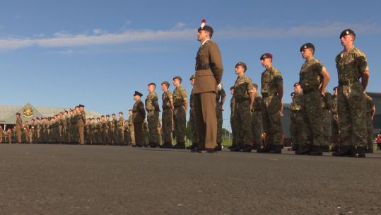 Junior soldiers on parade square during passing out at Army Foundation College Harrogate