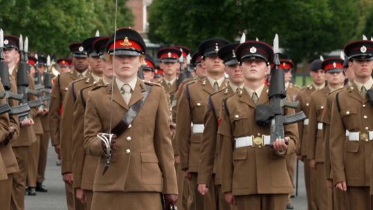 Junior soldiers pass out at AFC Harrogate at the military's largest passing out parade 100823 CREDIT BFBS