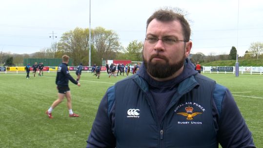 Justin Coleman RAF Head Coach pre-Army 2023 Credit BFBS DATE 12042023.jpg 