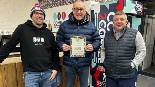 Former England football star Terry Butcher, pictured with Keith Myers and Nigel Seaman, is supporting Combat2Coffee to help veterans (Picture: Combat2Coffee)