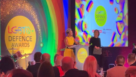 Kelly Holmes during guest speech at LGBTQ Defence Awards 17102023 CREDIT BFBS