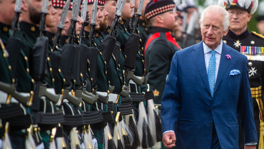 King Charles inspects the guard of honour, Balaklava Company, 5th Battalion, the Royal Regiment of Scotland during the Ceremony of the Keys (Picture: MOD)