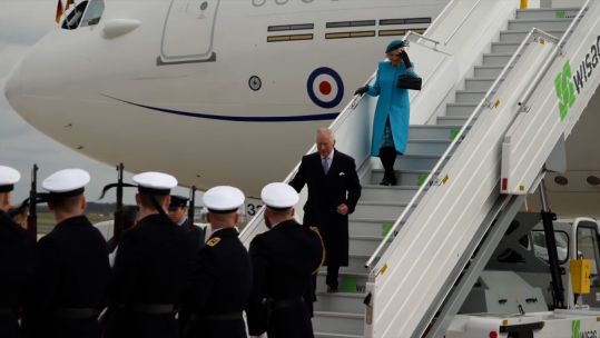 King Charles and Queen Consort arrive in Germany for state visit CREDIT UK POOL 290323
