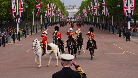 King Charles takes the salute on VE Day 80