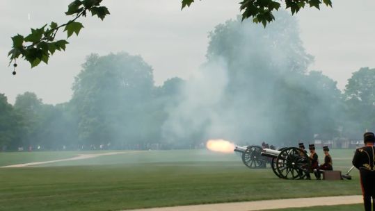 Royal gun salutes mark anniversary of the King's Coronation