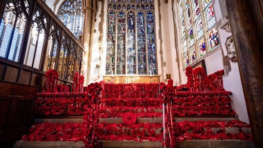 Knitted poppies take over Norfolk church to mark WWI centenary CREDIT SWNS