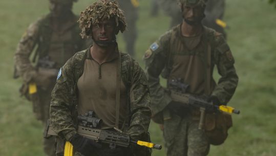 Kosovan Security Force patrol Exercise Cambrian Patrol Exercise Cambrian Patrol 2026 Breacon Beacons 051026 CREDIT MO