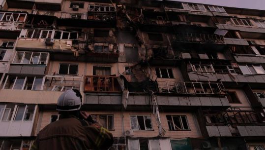 Search and rescue operations continue in the Desnyansky district at the site of the strike by a Russian UAV on a 9-story building