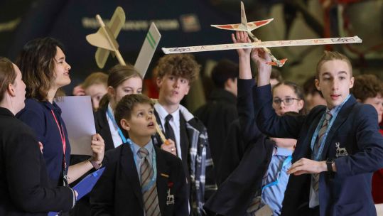 School children took part in the fly-off finals of the Flying Start Challenge Yeovil Regional competition (Picture: Dan Rosenbaum). 