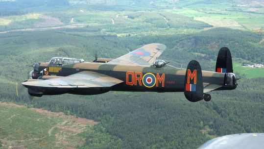 Lancaster Bomber PA474 from the Royal Air Force Battle of Britain Memorial Flight based at RAF Coningsby, Lincolnshire 