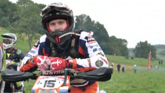 Lance Corporal Stuart Mack on his motorbike.