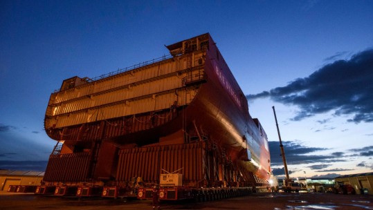On The Move: Largest Section From HMS Prince Of Wales 