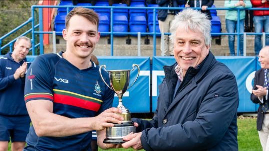 Legendary sports broadcaster John Inverdale presents the the 2024 Inverdale Challenge trophy to the Royal Marines (Picture: Chris Wearmouth)