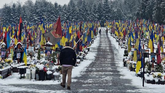 Scottish Lib Dem leader Alex Cole-Hamilton at Field of Mars Cemetery in Ukraine 