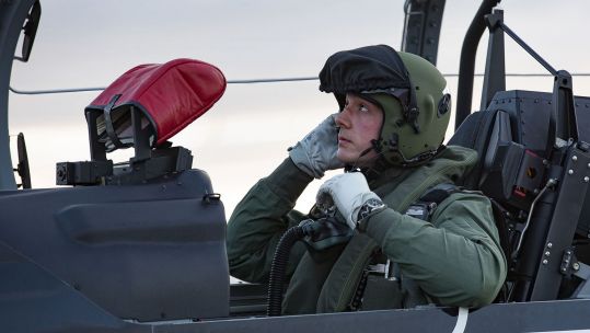 	Lieutenant Lewis Phillips in the cockpit of a Texan T1 trainer