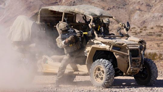 Royal Marines Littoral Response Group (South) take on US Marine Corps counterparts in a peer-on-peer scenario (Picture: MOD).
