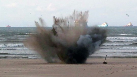 Live Shell From D-Day Rehearsals Detonated On Beach [CREDIT: Nairn Coastguard search and Rescue]