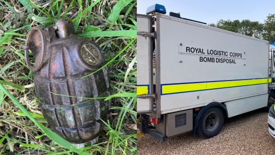 Live WW2 hand grenade found in house in Witney 17062022 CREDIT Thames Valley Police Facebook