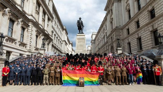 London Pride 2022 LGBT+ personnel pose for a photo CREDIT Crown Copyright