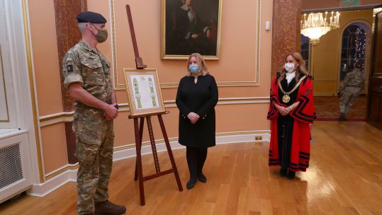Cover image: Lord Mayor of Liverpool and Deputy Mayor of Liverpool presents a scroll to Brig Fossey at Liverpool Town Hall (Picture: PA).