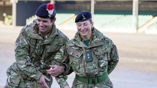 Lt Col Shamus Kelly with Lt Col Lyndsey Kelly at ATC Pirbright (Alamy).