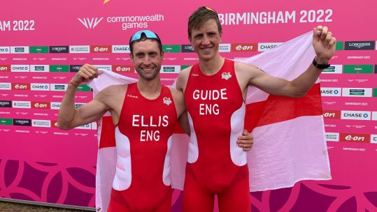 Luke Pollard and Dave Ellis celebrate winning Commonwealth gold Credit BFBS DATE 31072022.jpg