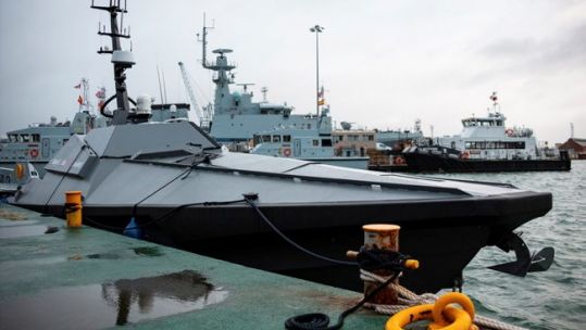 MAST-13 Autonomous Surface Vehicle, now known as Madfox Docked at HMNB Portsmouth 