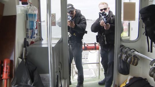 MOD Police Marine Unit during firearms training in Plymouth