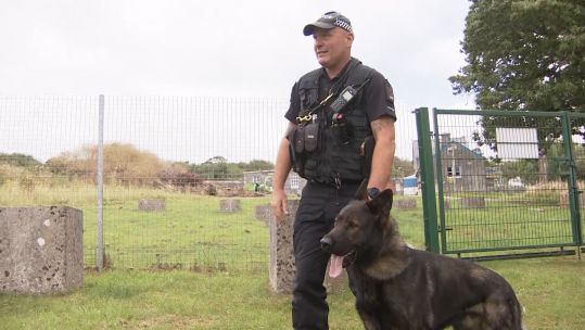 MOD Police dog, used to help protect Devonport Navy base, and its trainer
