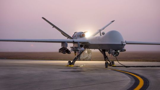 MQ-9 Reaper sits on the flight line as remotely piloted aircraft crews wait for the fog to clear 06112017 CREDIT US Dept of Def