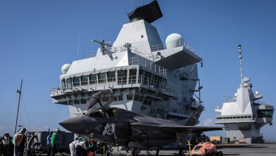 F35B's first landing on QE Crown Copyright