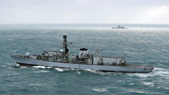 HMS Westminster Escorts Russian Ships Through The Channel