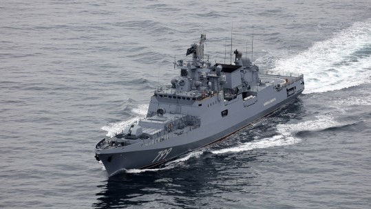 Russia's newest warship Admiral Makarov passes through English Channel