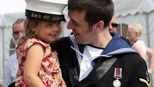 Friends And Families Welcome HMS St Albans Home