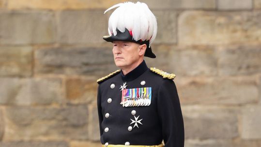 Major General Alastair Bruce of Crionaich attends the Ceremony of the Keys on the forecourt of the Palace of Holyroodhouse in Edinburgh