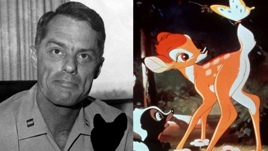 Major Retired Donnie Dunagan CREDIT US Air Force 2nd Lt Matthew Stott AND Disney's Bambi 1942 Image ID 2GP2PR5 CREDIT Walt Disney Courtesy Everett Collection