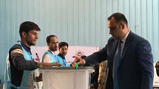A man votes in the Afghanistan presidential election (Picture: Rahmatullah Alizadah/Xinhua News Agency/PA images).