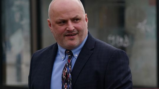 Mark Bagguley arriving at court to be sentenced after pleading guilty to endangering Hurricane aircraft from RAF Battle of Britain Memorial flight