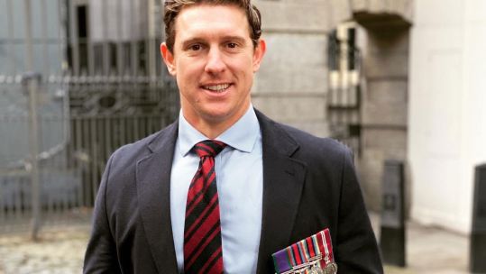 Former The Apprentice candidate and British Army veteran Mark Moseley wearing his medals CREDIT Mark Moseley