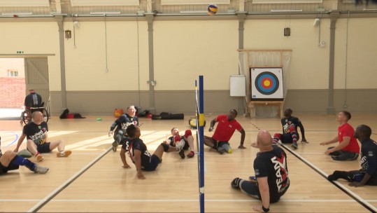 UK Invictus Games sitting volleyball team training