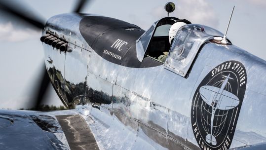 Matt Jones on the Silver Spitfire preparing to take off from Goodwood Aerodrome 050819 CREDIT MOD