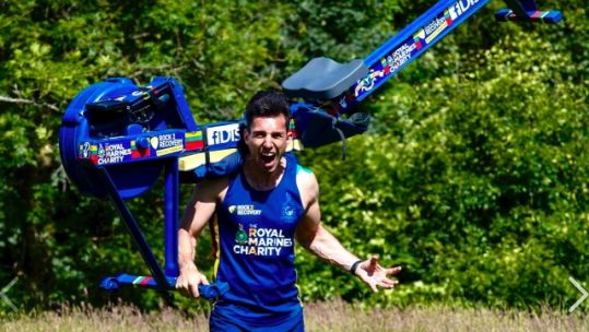 Matthew Disney with the rowing machine he had to leave on Mont Blanc 030919 CREDIT Matthew Disney.jpg