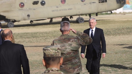 NATO Secretary General @jensstoltenberg together with US Secretary of Defense James Mattis is at RSHQ today visiting AFG leadership & troops