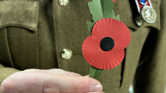 This is an official RBL red poppy, but many poppy pins and badges are on sale that have nothing to do with the Royal British Legion