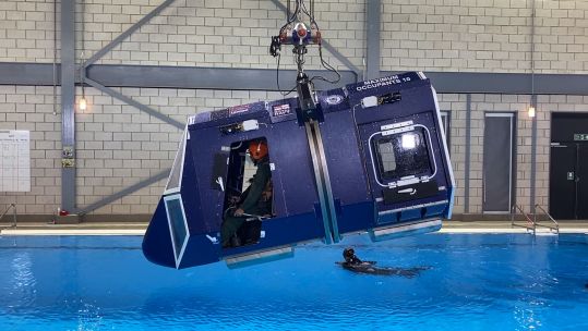 Members of the Lebanese Air Force training on the dunker at RNAS Yeovilton