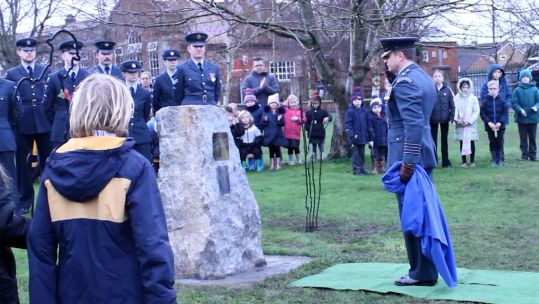 Memorial stone pays tribute to airmen who died in WW2 Halifax bomber crash 02122024 CREDIT BFBS