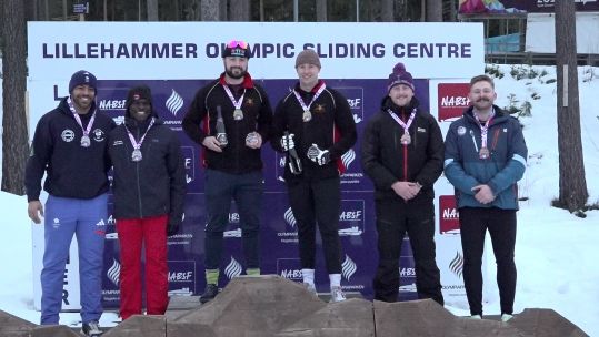 Men's two-man bobsleigh podium Ice sports Lillehammer CREDIT BFBS DATE 06032026.jpg 