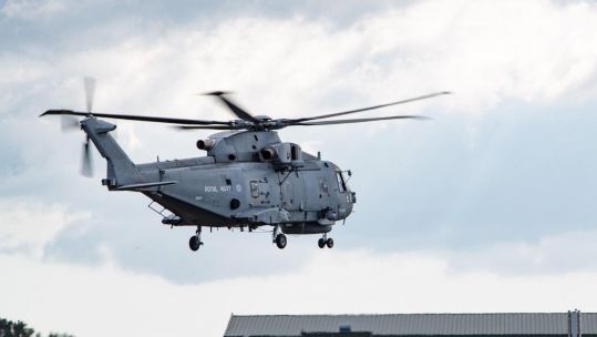 Cover image: A Merlin helicopter takes off from RNAS Culdrose (Picture: Royal Navy).